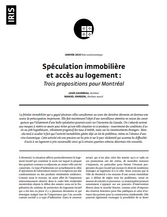 Rapport IRIS - Spéculation immobilière et accès au logement