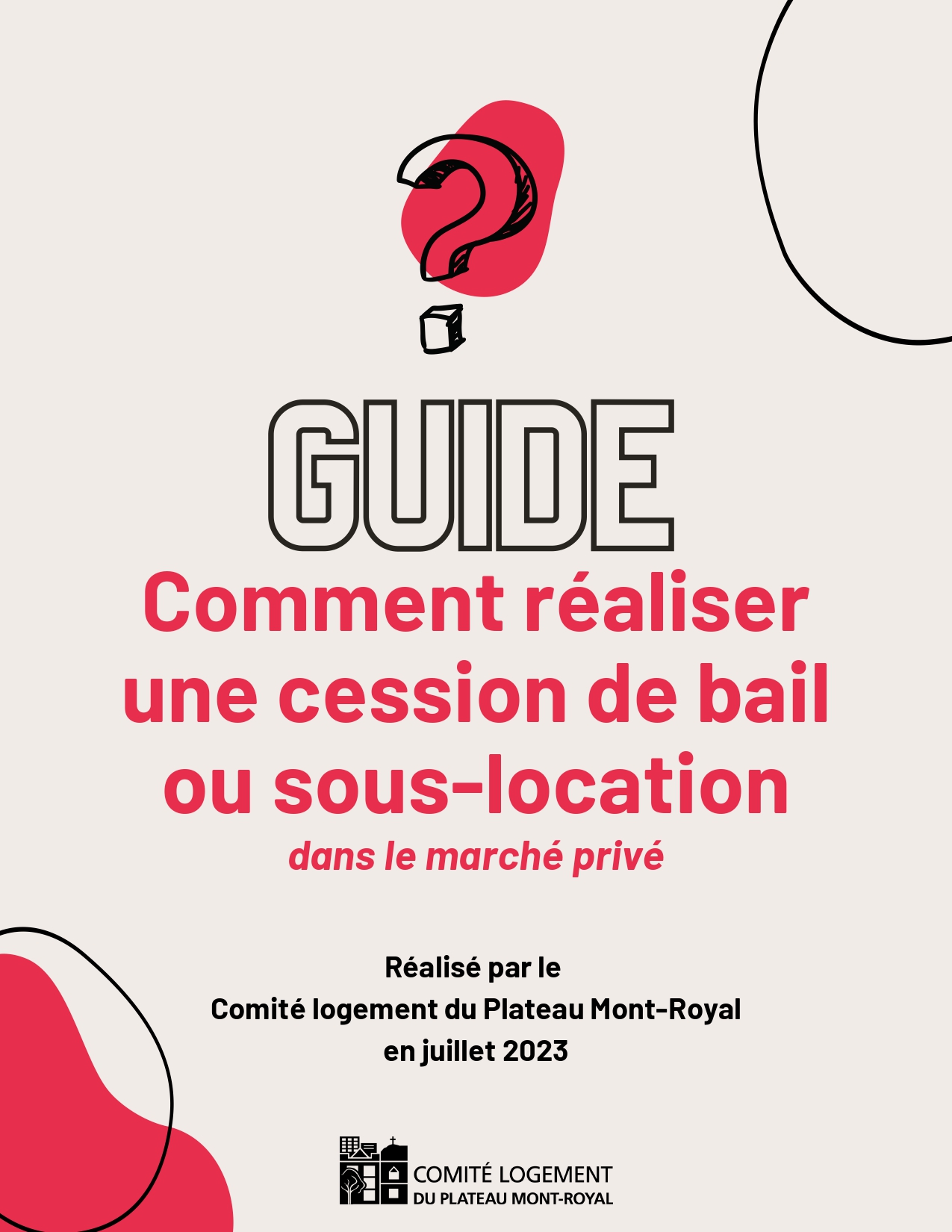 Guide pour cession de bail et sous-location par le Comité Logement du Plateau Mont-Royal